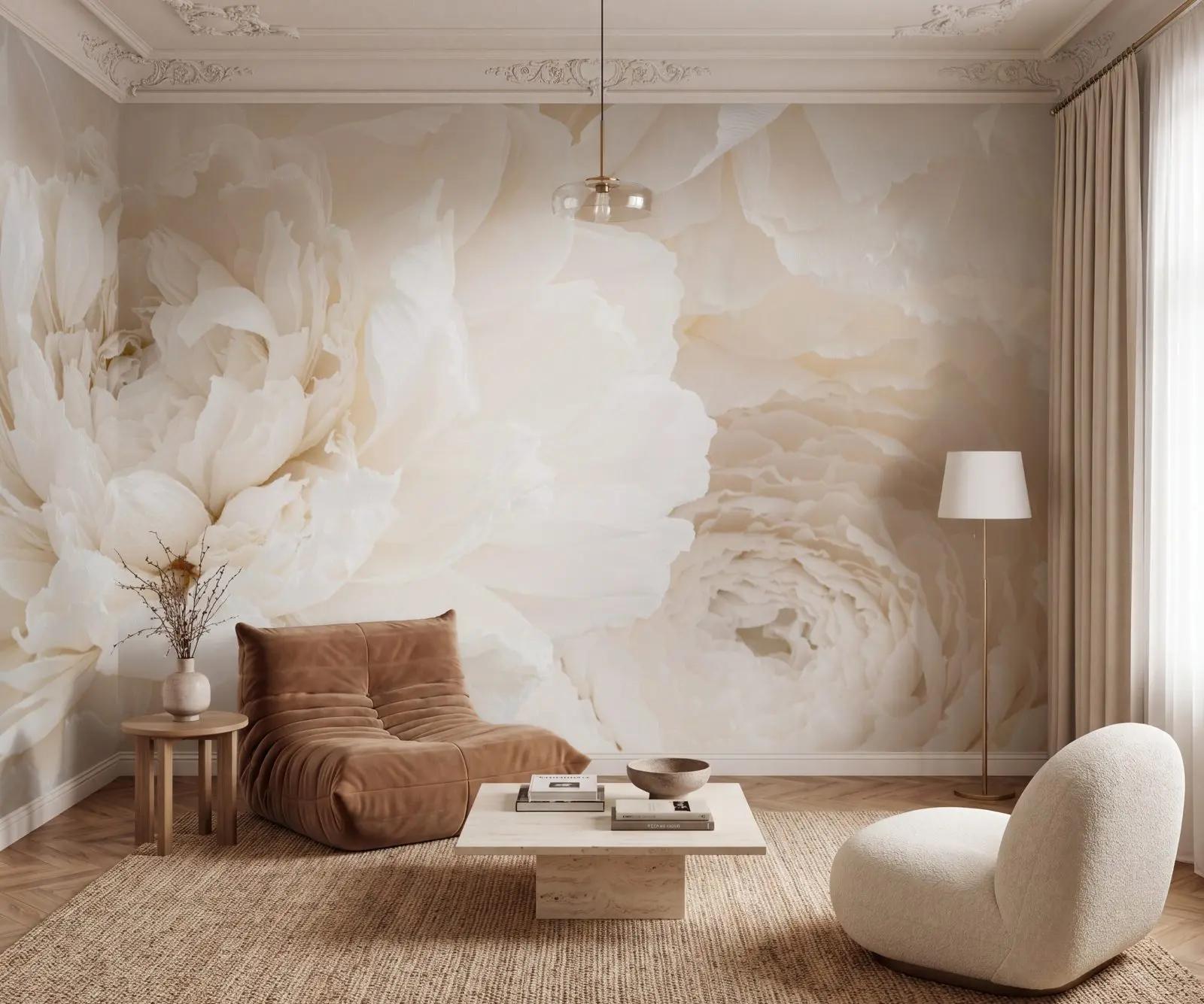 Ivory Peony Wall Mural