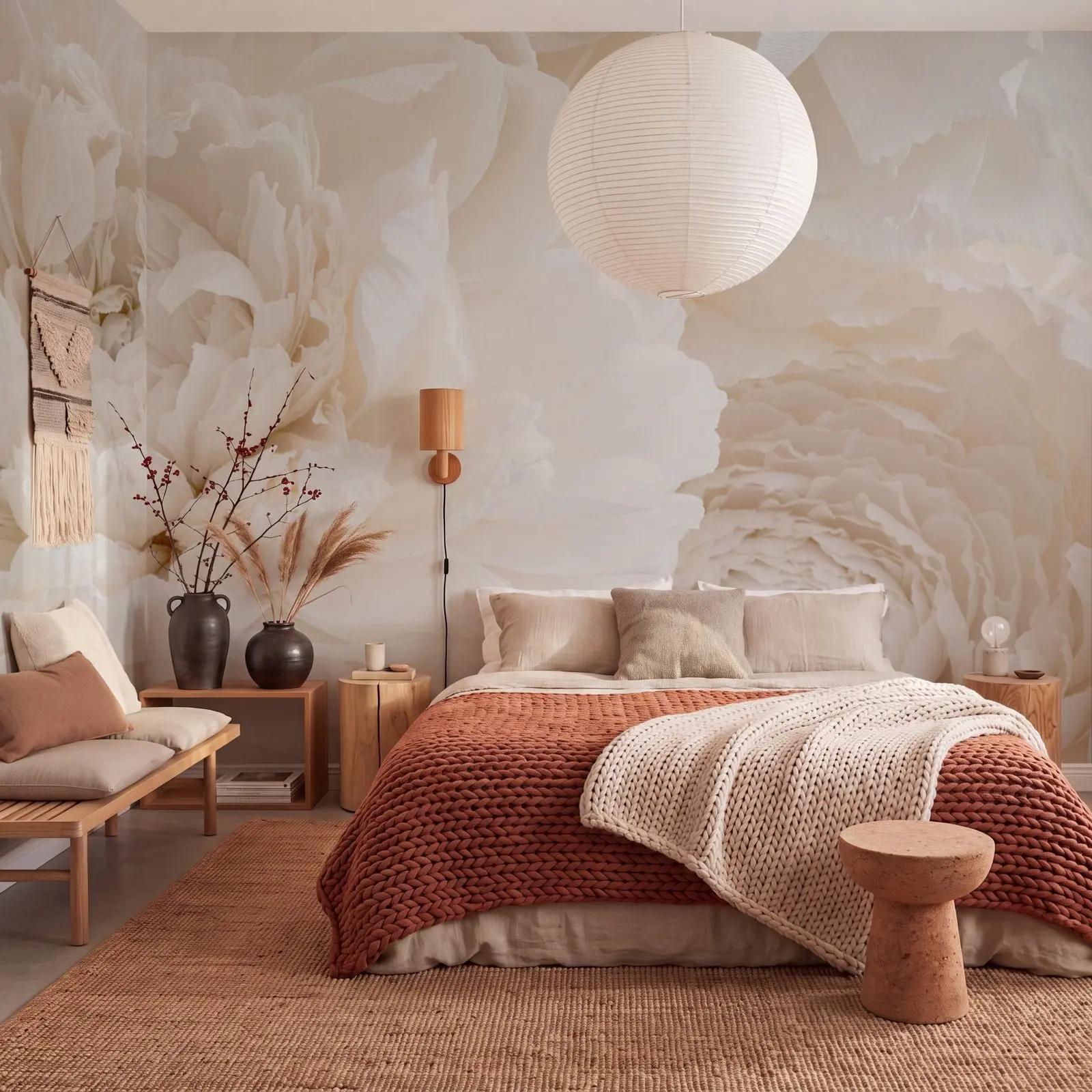 Ivory Peony Wall Mural