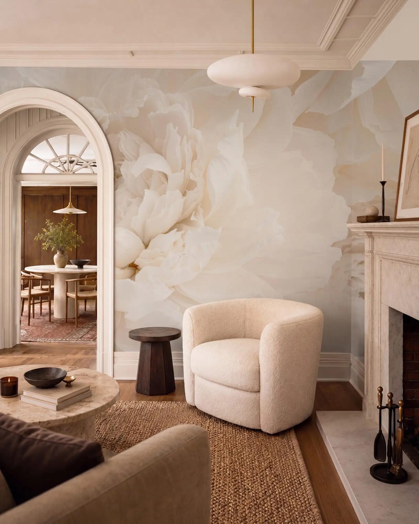 Ivory Peony Wall Mural