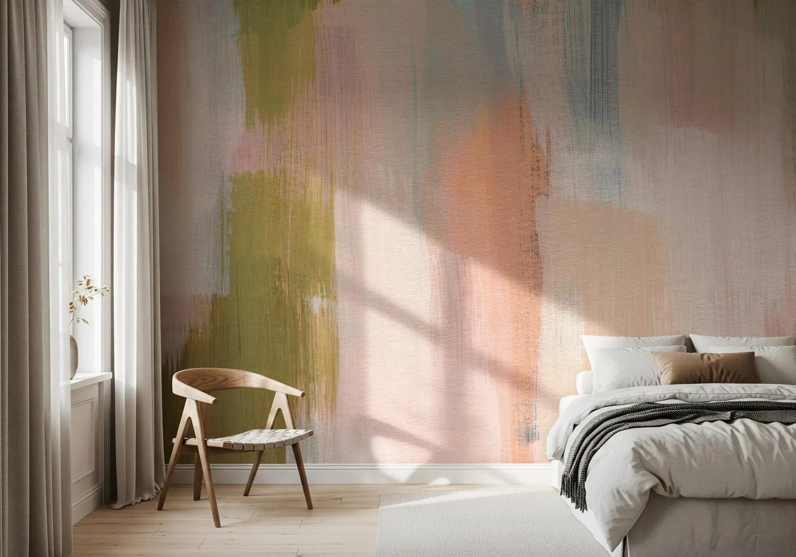 Abstract Pink and Green Wallpaper Mural