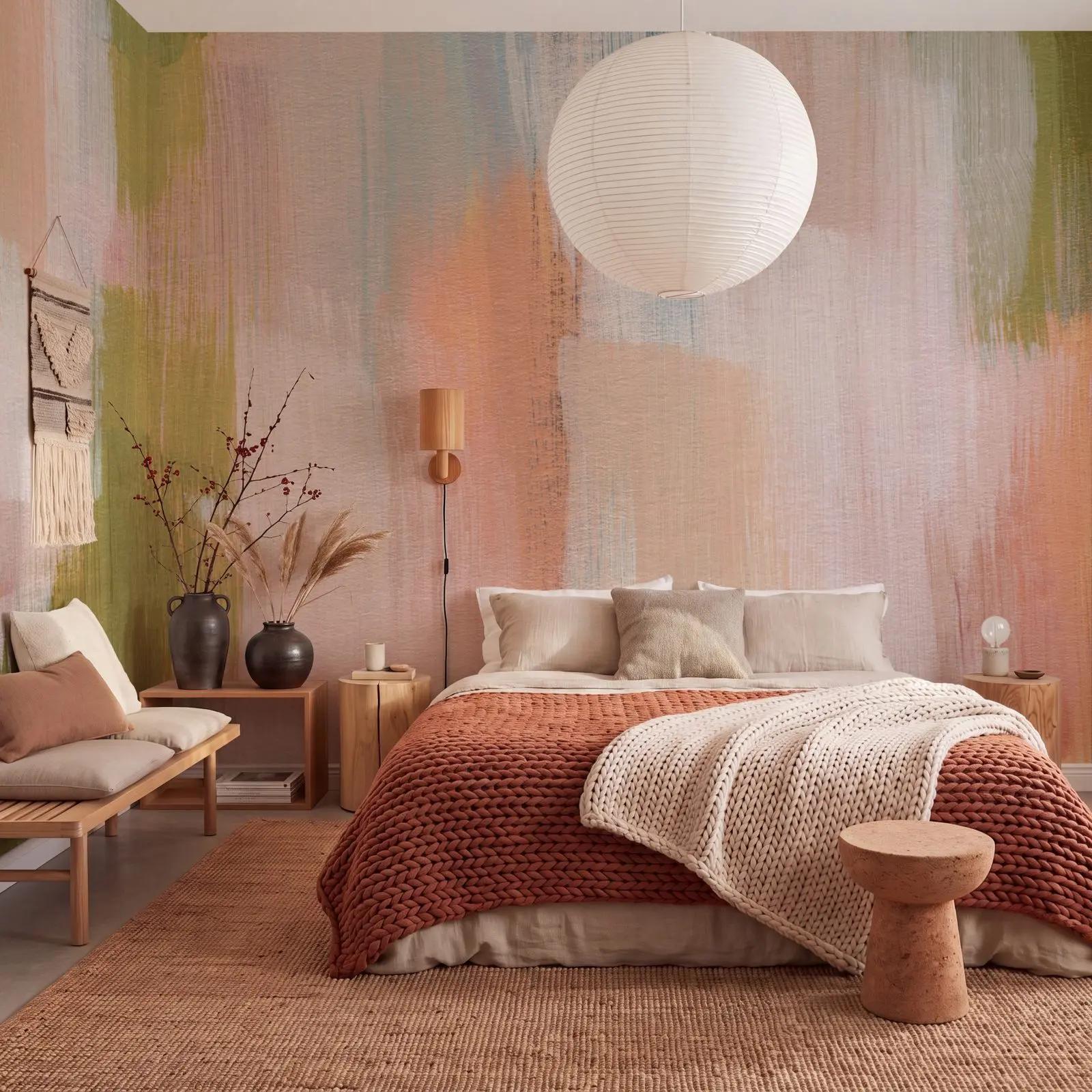 Abstract Pink and Green Wallpaper Mural