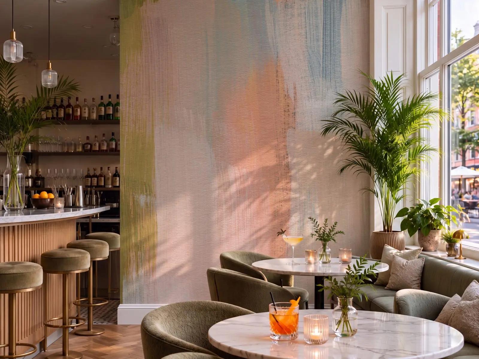 Abstract Pink and Green Wallpaper Mural
