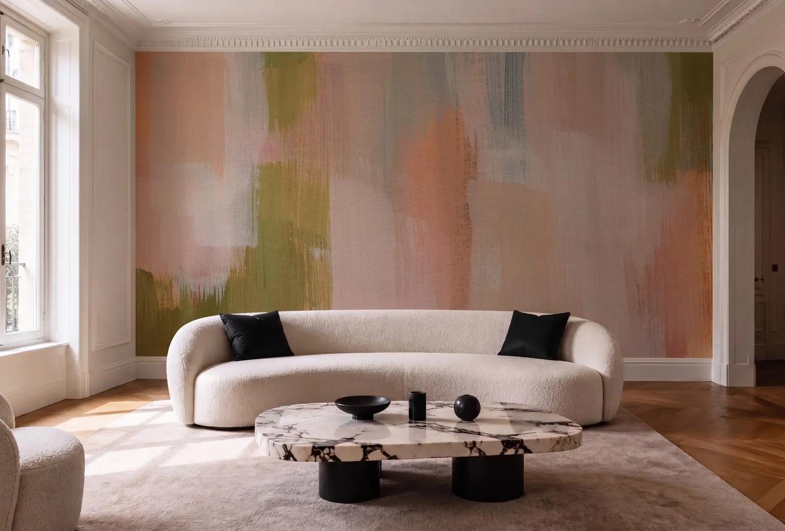 Abstract Pink and Green Wallpaper Mural