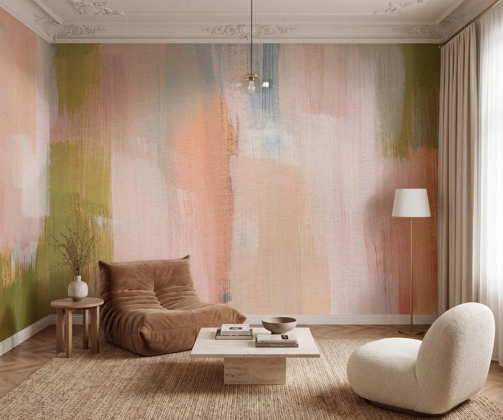Abstract Pink and Green Wallpaper Mural