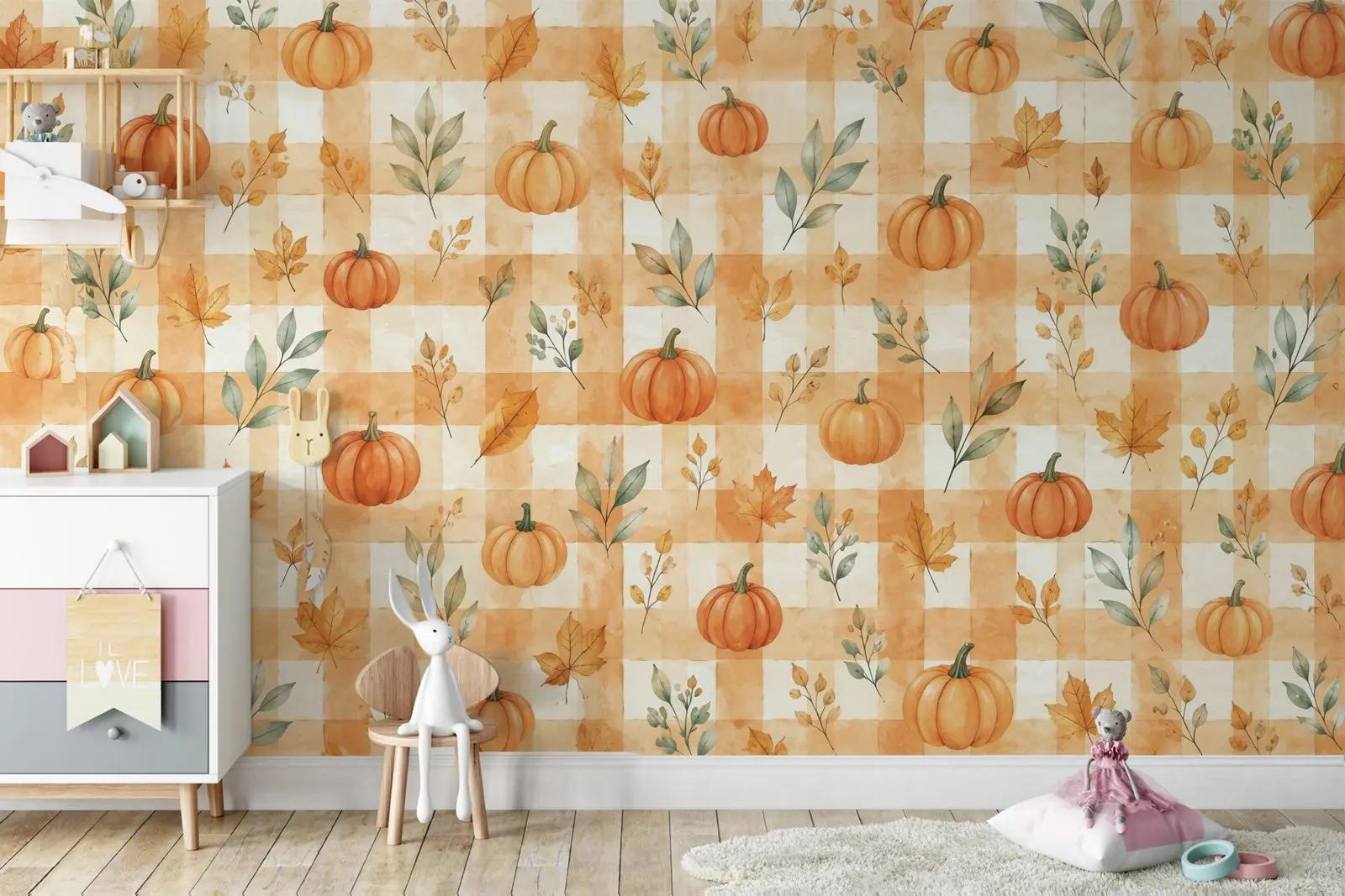 Watercolour Pumpkin Wallpaper Mural