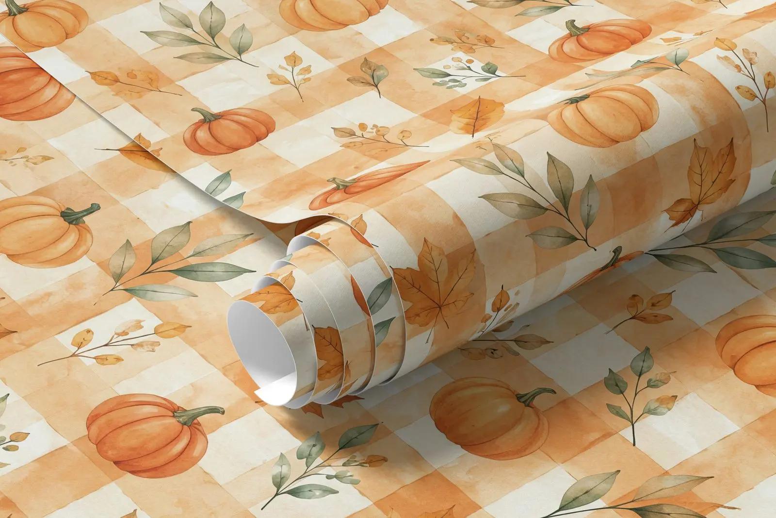 Watercolour Pumpkin Wallpaper Mural