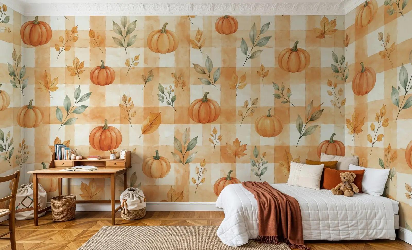 Watercolour Pumpkin Wallpaper Mural