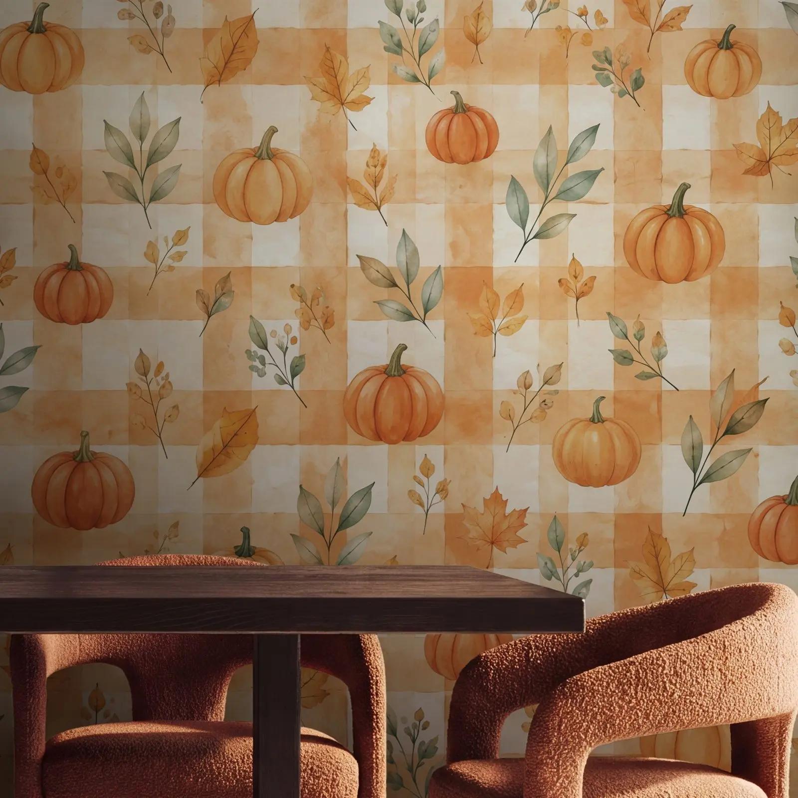 Watercolour Pumpkin Wallpaper Mural