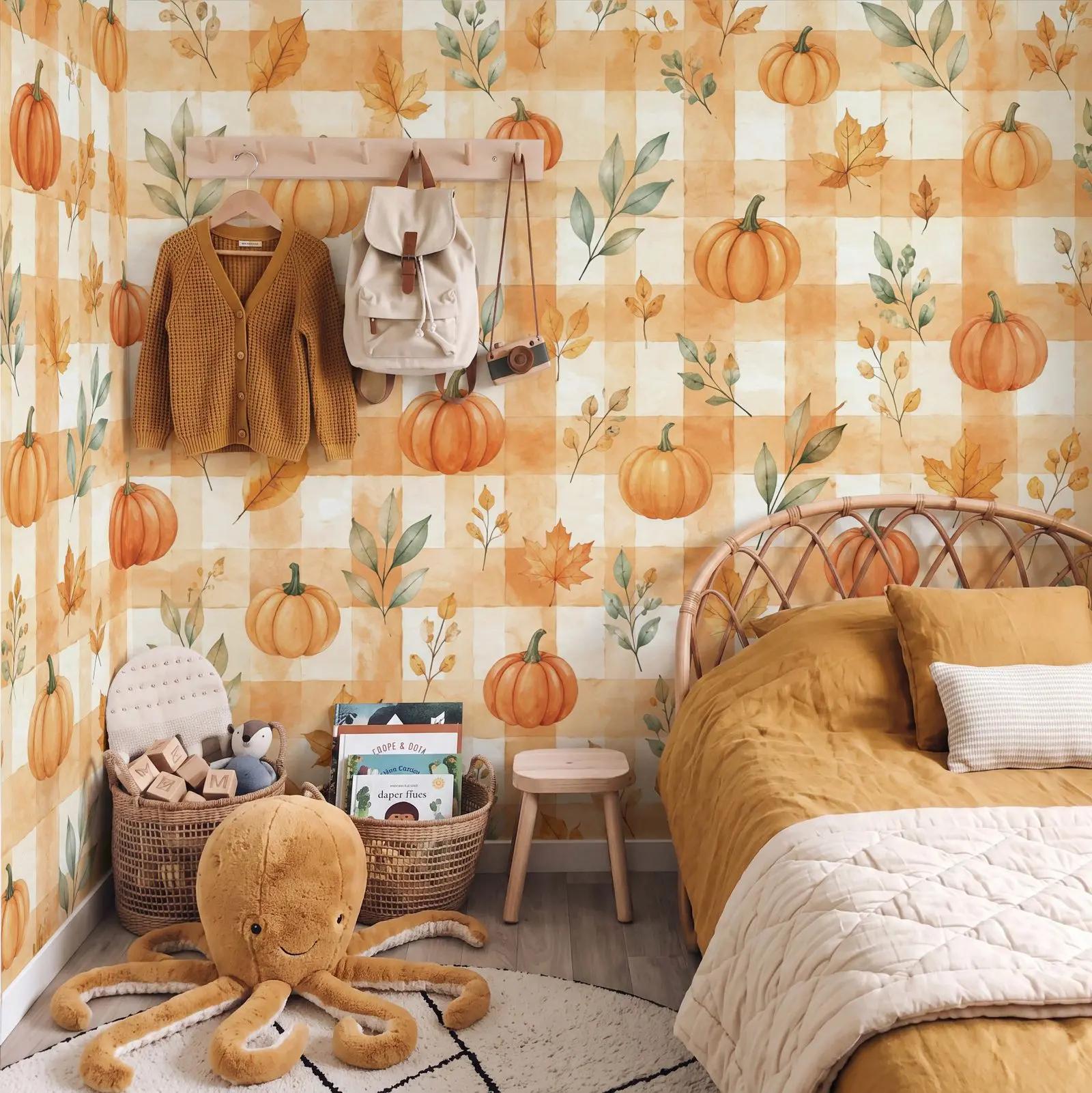 Watercolour Pumpkin Wallpaper Mural