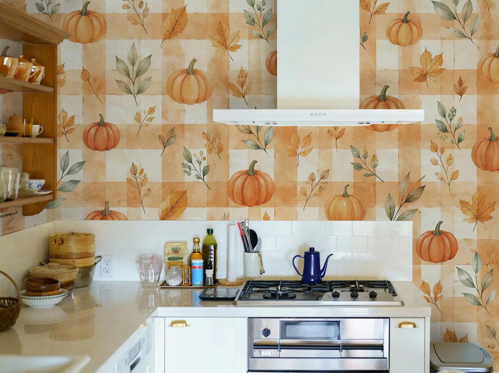 Watercolour Pumpkin Wallpaper Mural