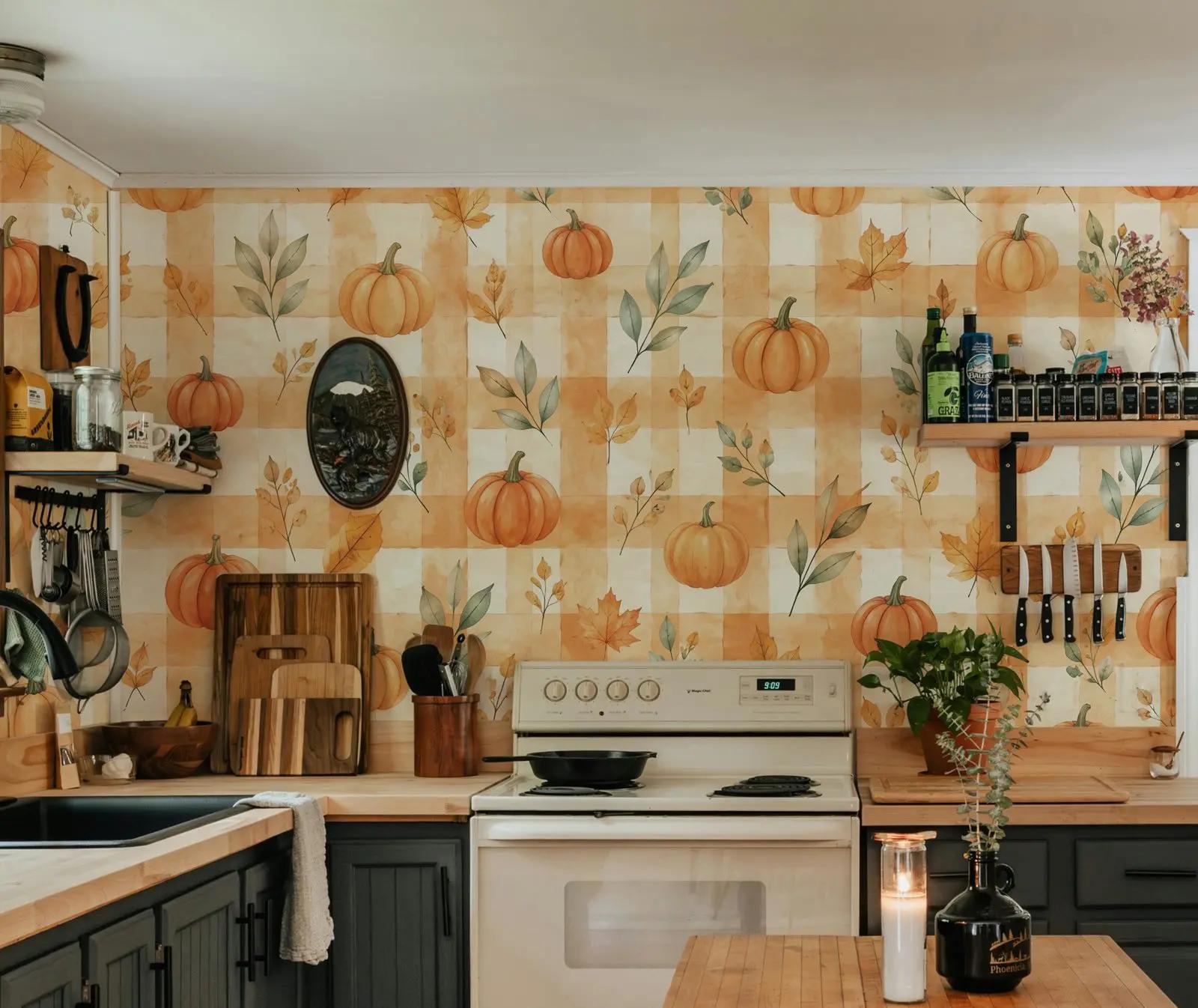 Watercolour Pumpkin Wallpaper Mural
