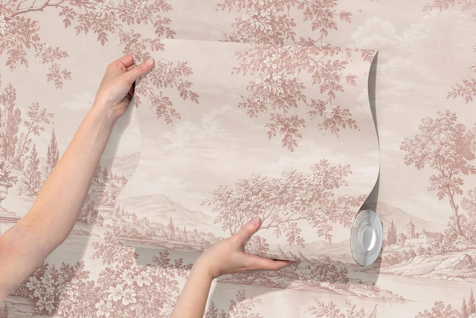Nature Wallpaper Mural with Blush River Landscape