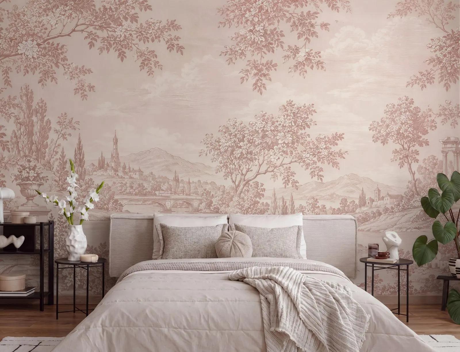 Nature Wallpaper Mural with Blush River Landscape