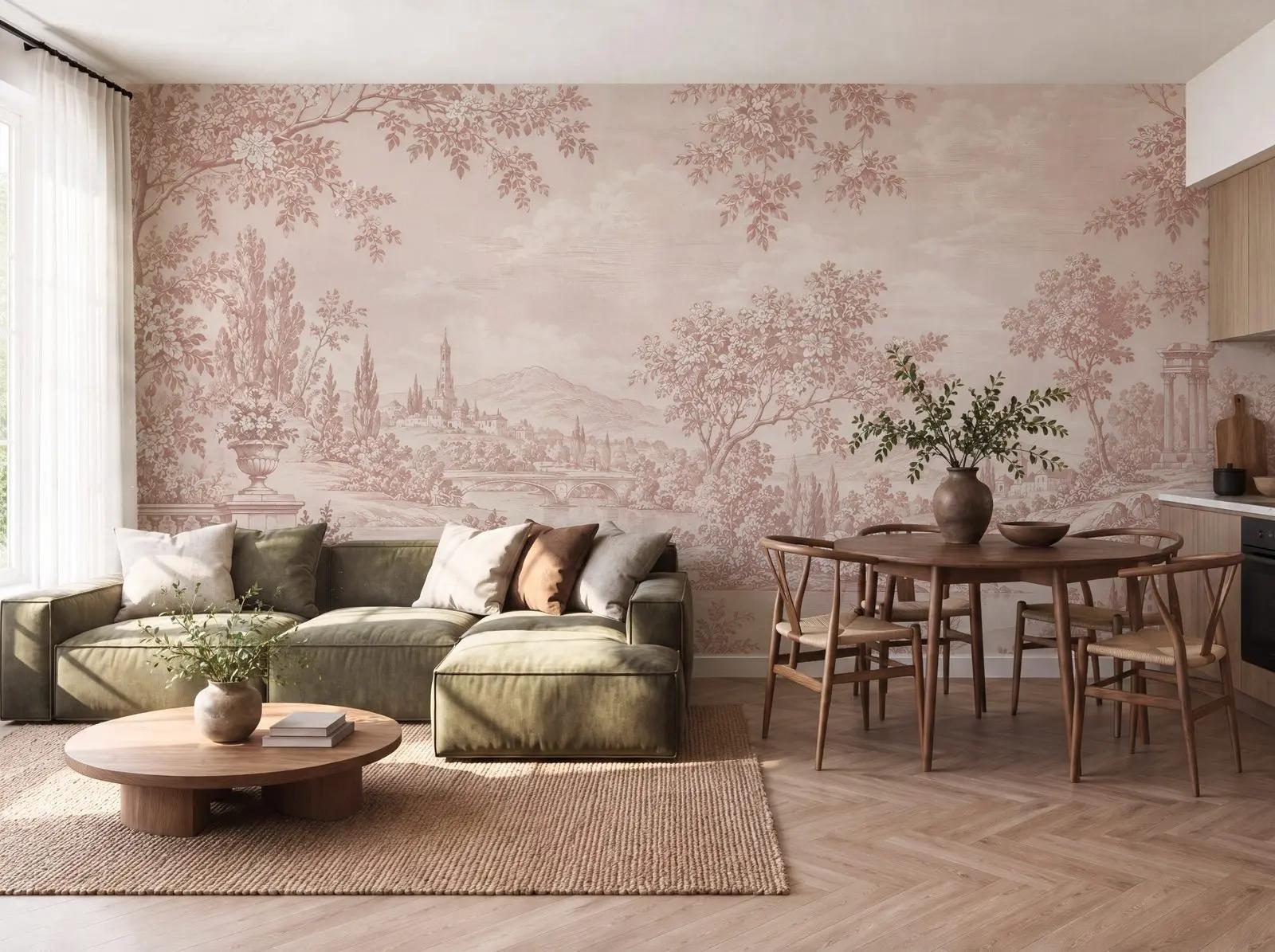 Nature Wallpaper Mural with Blush River Landscape