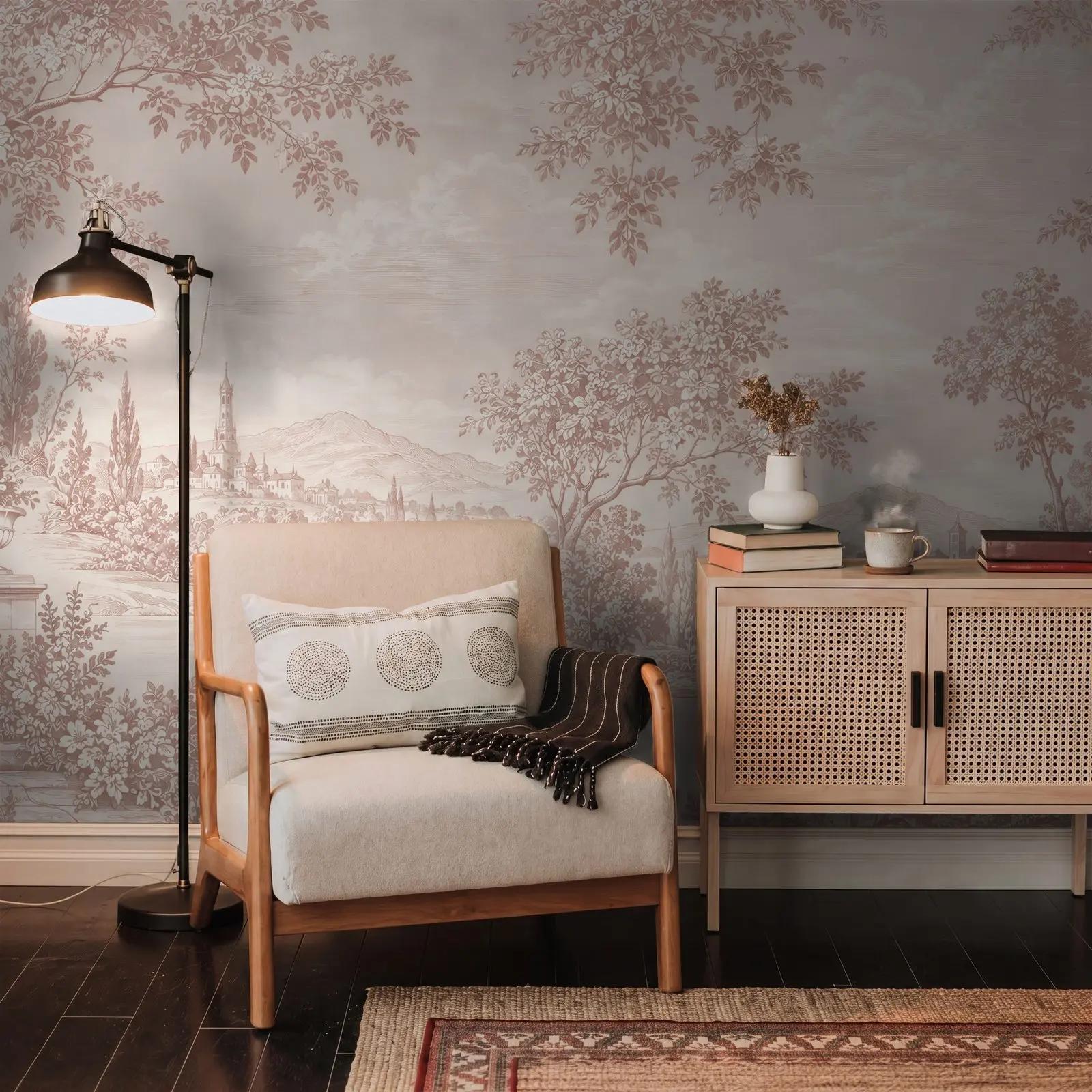 Nature Wallpaper Mural with Blush River Landscape