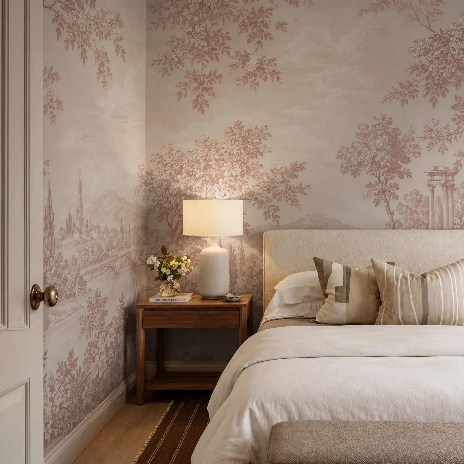 Nature Wallpaper Mural with Blush River Landscape