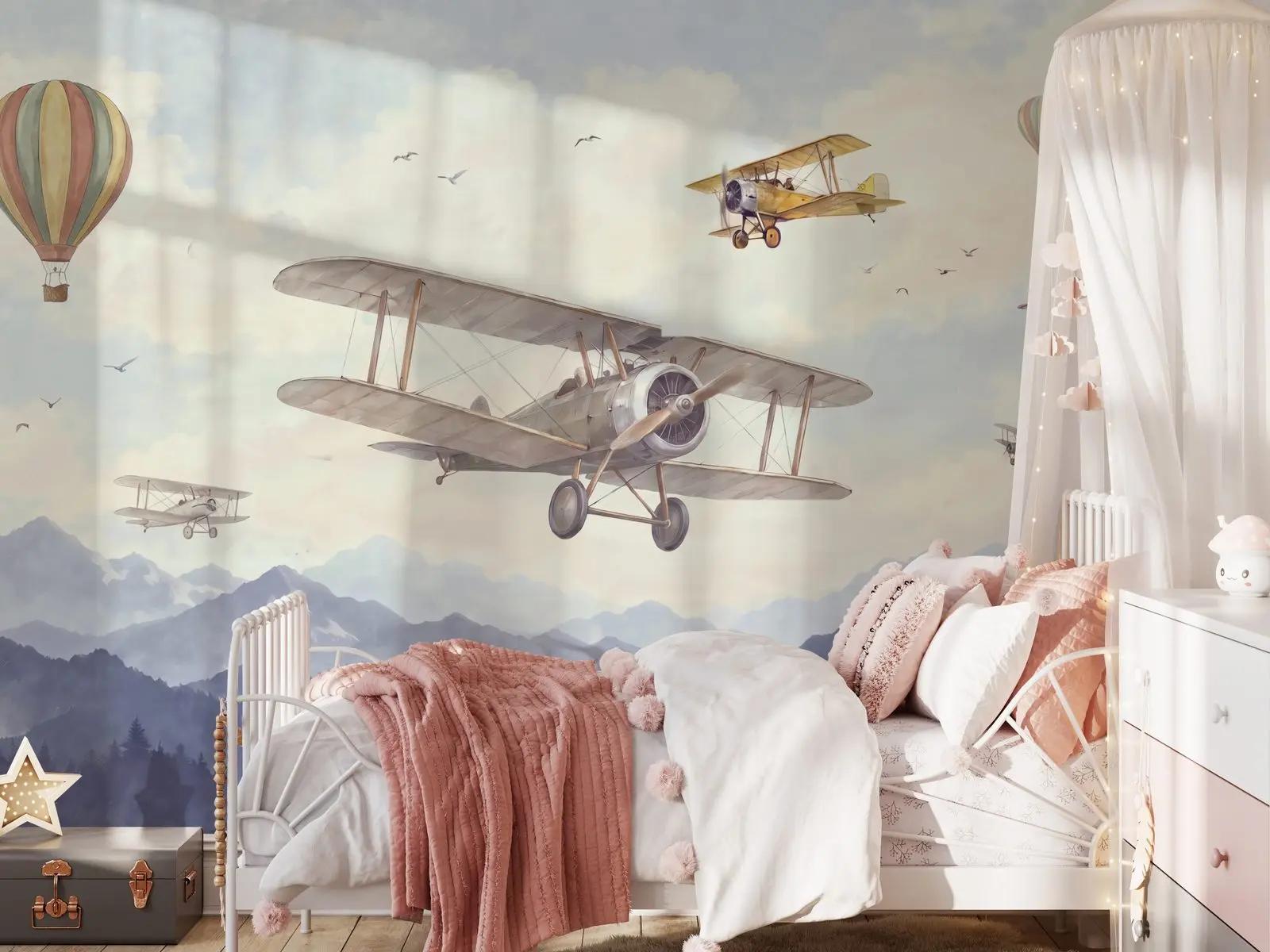 Watercolor Airplane Wallpaper Mural