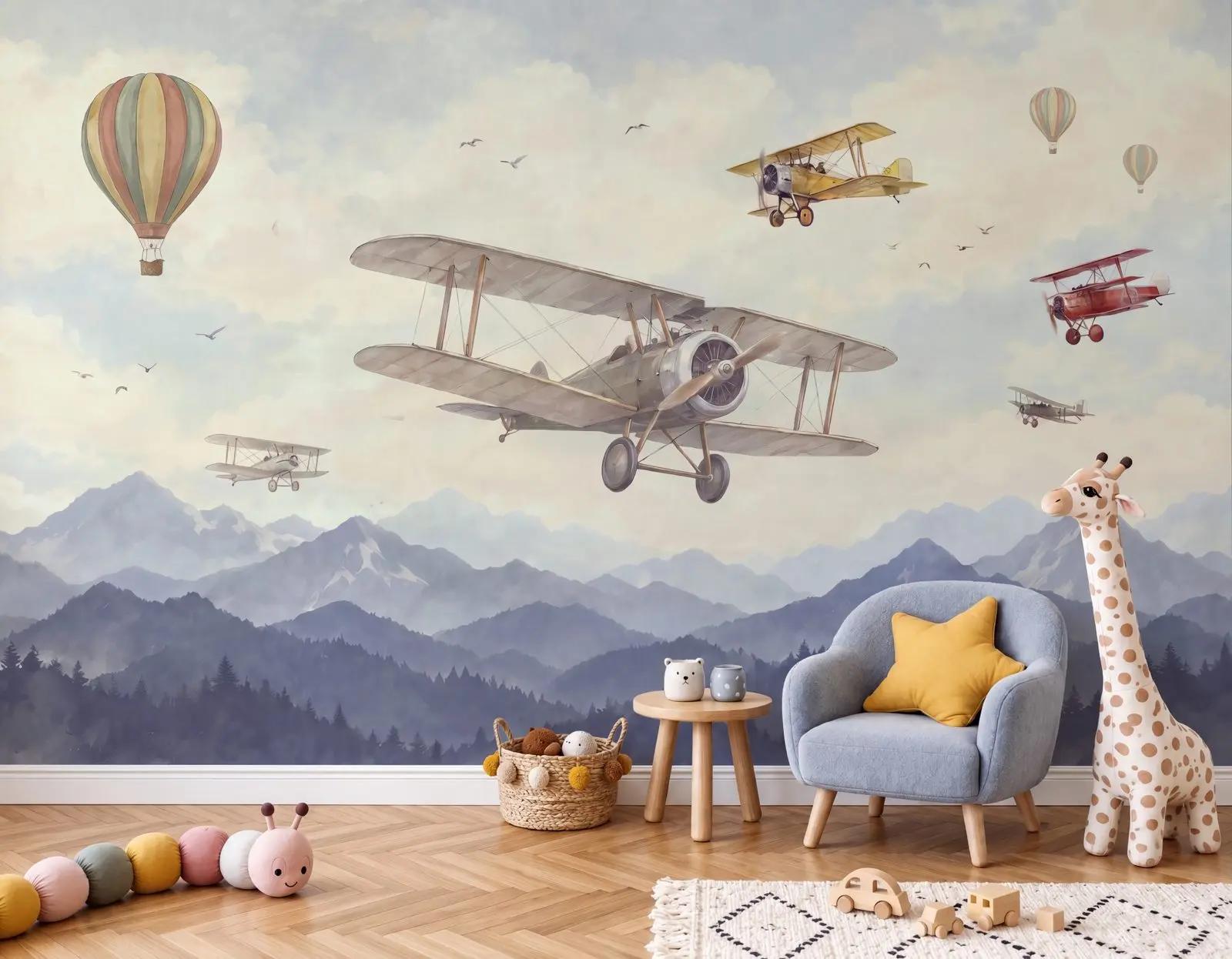 Watercolor Airplane Wallpaper Mural