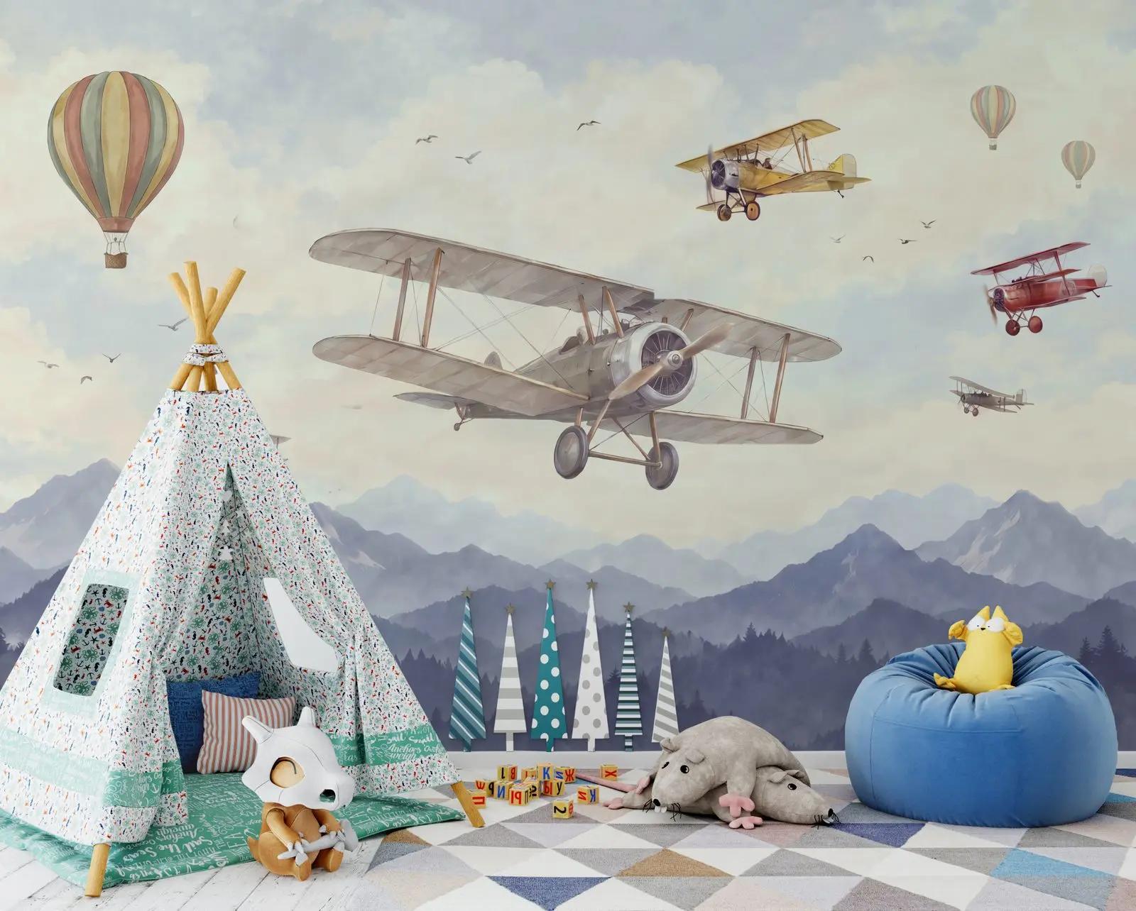 Watercolor Airplane Wallpaper Mural