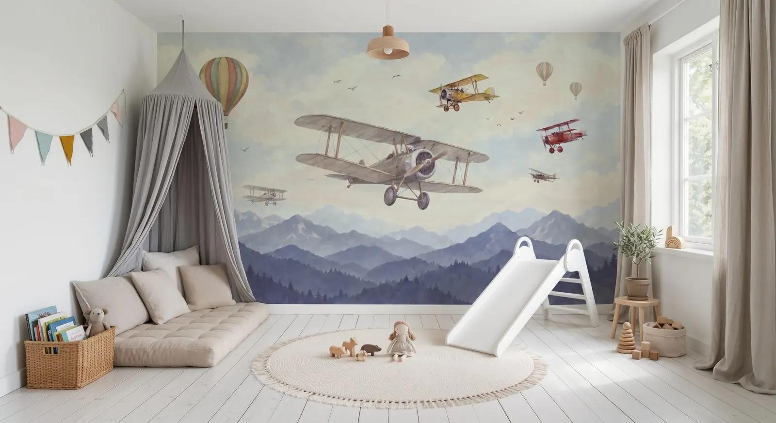 Watercolor Airplane Wallpaper Mural