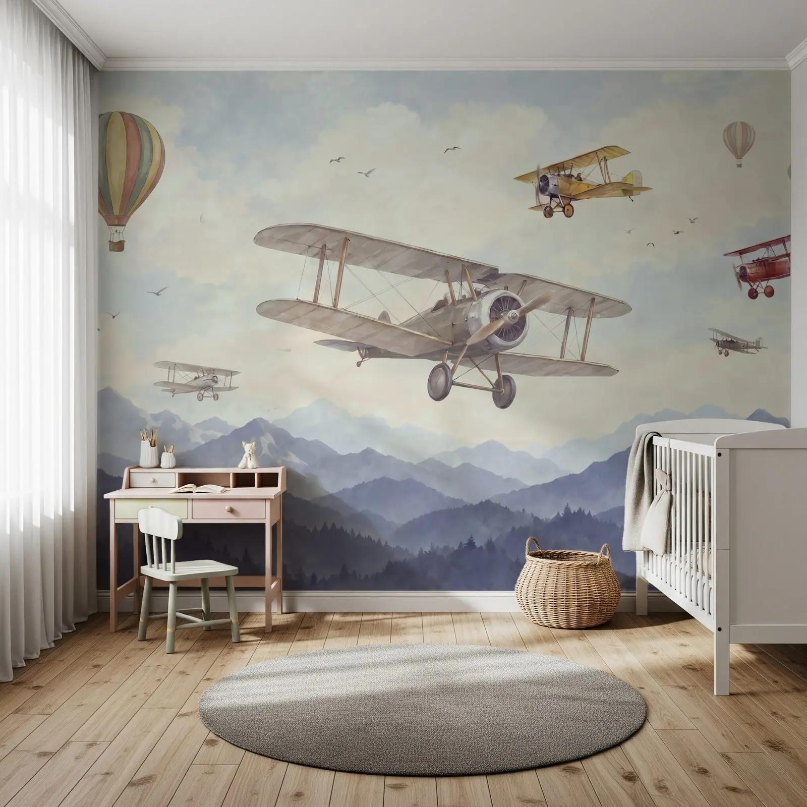 Watercolor Airplane Wallpaper Mural
