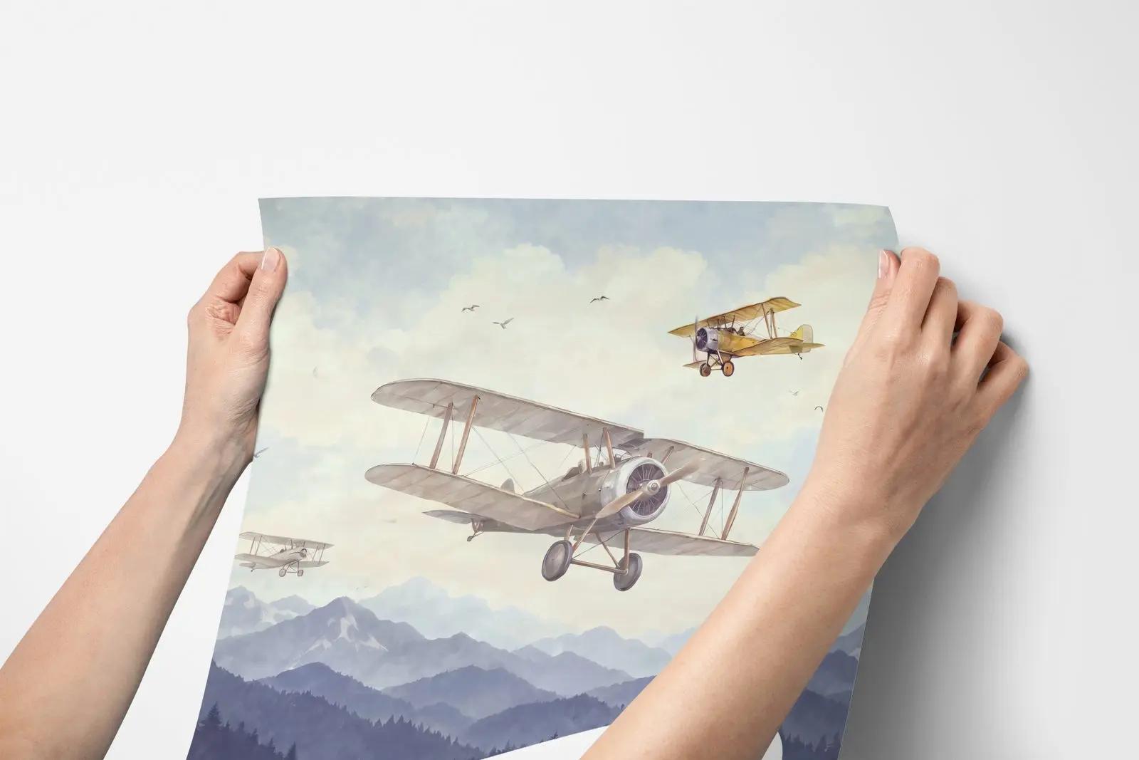 Watercolor Airplane Wallpaper Mural