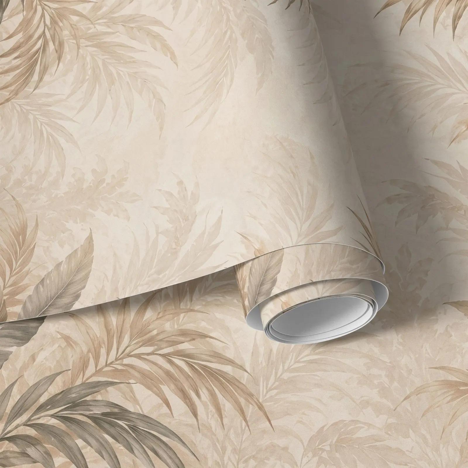 Neutral Tropical Botanical Wallpaper Mural