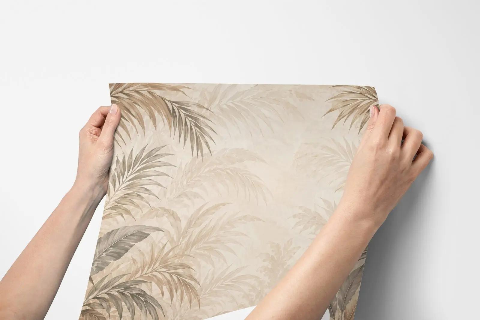 Neutral Tropical Botanical Wallpaper Mural