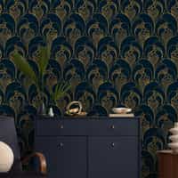 Luxurious Art Deco Abstract Swirls Wallpaper Mural 1