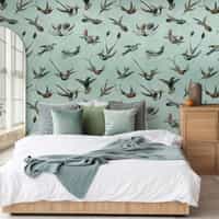 Antique Hummingbirds Wallpaper Mural  1