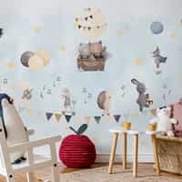 Cute Animals with Balloons Wallpaper Mural  1