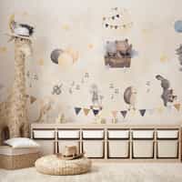 Cute Animals with Balloons Wallpaper Mural 1