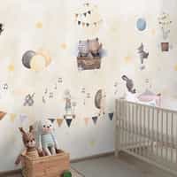 Cute Animals with Balloons Wallpaper Mural 3