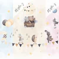 Cute Animals with Balloons Wallpaper Mural 4