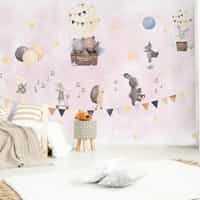 Cute Animals with Balloons Wallpaper Mural 2