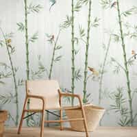 Asian Bamboo Forest with Birds Wallpaper Mural 1
