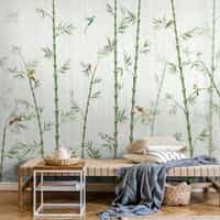Asian Bamboo Forest with Birds Wallpaper Mural 3