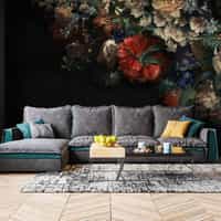 Elegant Dark Floral Blooms Wallpaper Mural 7