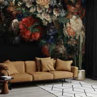 Elegant Dark Floral Blooms Wallpaper Mural 2