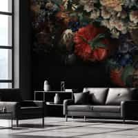 Elegant Dark Floral Blooms Wallpaper Mural 3