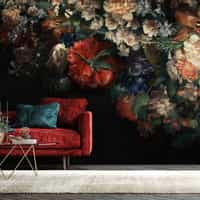 Elegant Dark Floral Blooms Wallpaper Mural 4