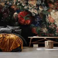 Elegant Dark Floral Blooms Wallpaper Mural 5