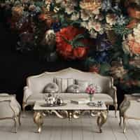 Elegant Dark Floral Blooms Wallpaper Mural 6