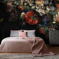 Elegant Dark Floral Blooms Wallpaper Mural 8