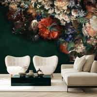 Elegant Dark Floral Blooms Wallpaper Mural 1