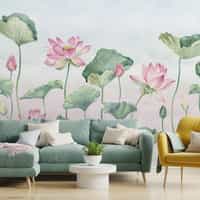 Watercolor Lotus Flower Wallpaper Mural 3