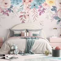 Springtime Flowers and Butterfly Wallpaper Mural 1