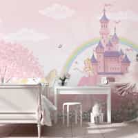 Pink Blossoms and Princess Castle Wallpaper Mural 5