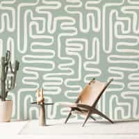 Abstract Minimalist Maze Pattern Wallpaper Mural 1
