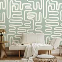 Abstract Minimalist Maze Pattern Wallpaper Mural 2